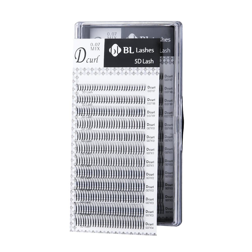 Eyelash Extension BL Lash 5D Volume Lash Thickness 0.07mm 8 Sizes in 1 Mixed Tray (DX0.07mm)