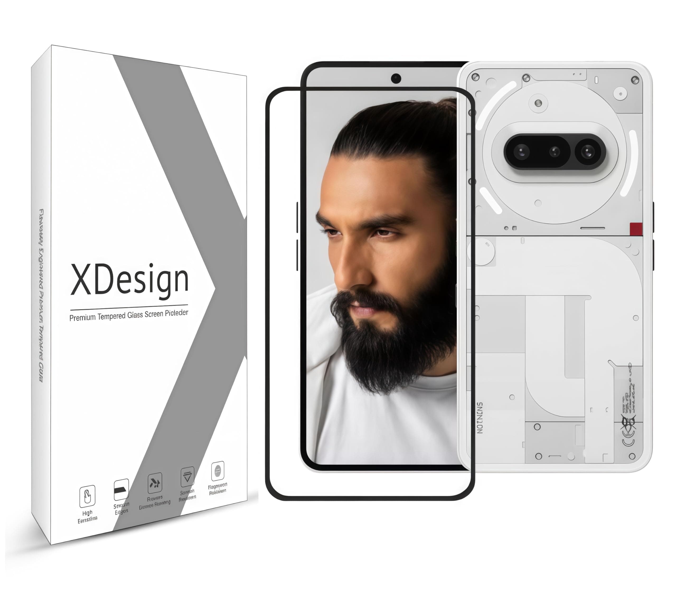 XDesign Tempered Glass Screen Protector Compatible For Nothing Phone 3A 5G / Phone 3A Pro 5G (6.77 inch) (Black) Edge To Edge Full Screen Coverage With Easy Installation Kit,Pack Of 1