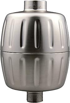 Heavy Duty Shower Filter – Latest Superior Advanced 30x Filtration - Universal Multi-Stage Shower Head Filter Reduces Chemicals, Chlorine & Odors - Brushed Nickel (SF500)