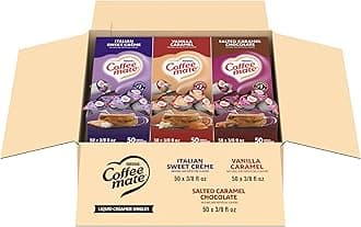 Nestle Coffee mate Creamer Singles Variety Pack, Italian Sweet Creme, Salted Caramel Chocolate, Vanilla Caramel Non Dairy, No Refrigeration, 0.375 fl oz Tubs, 150 Count (Pack of 50 Per Flavor)