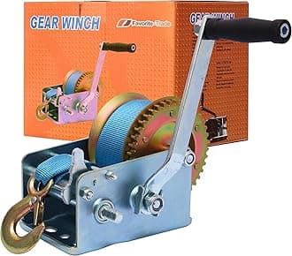 Boat Winch Strap with Hook 3200 lbs ATV - Heavy Duty Hand Crank Winch - Best Boat Trailer Winch