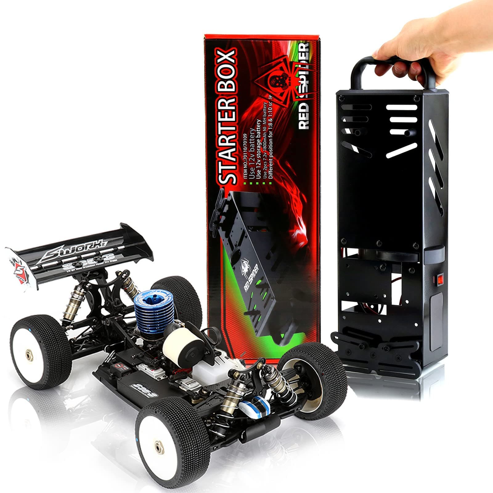 1/8 RC Car Starter Box 1/10 Scale Power Box 8IGHT and 8IGHT-T Starter Box for 1/8 1/10 Buggies and Truggys and Losi RC Nitro Engine