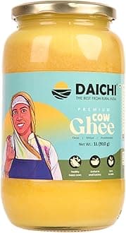 Daichi - Premium Cow Ghee - 1000ML (Pack of 1) | Pure, Natural, & Healthy | Grass-Fed Cows | Danedar Texture | Rich In Good Fats & Antioxidants | Easy To Digest | Crafted in Small batches