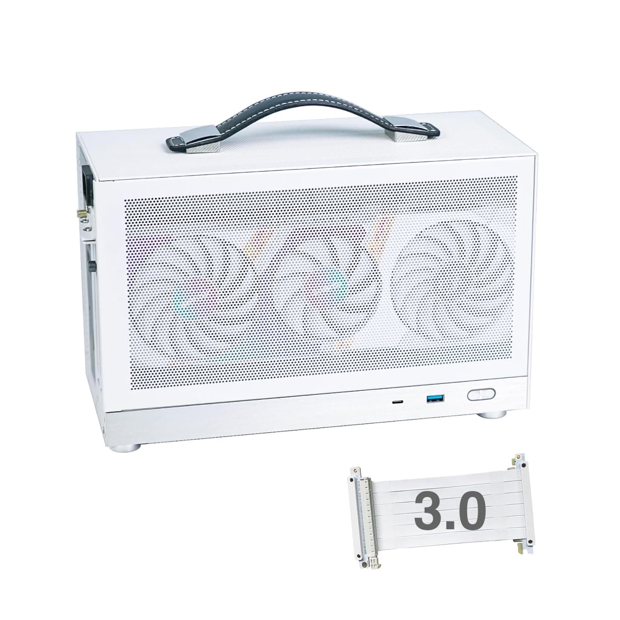 Miningeek MiniNeo 3 Portable 8L SFF Small Form Factor Mini-ITX Case/w Advanced Vented Panel, Front Type-C USB3.0 Ports, Dual Slot GPU, S300 /w Free PCIe 3.0 16X Riser Cable