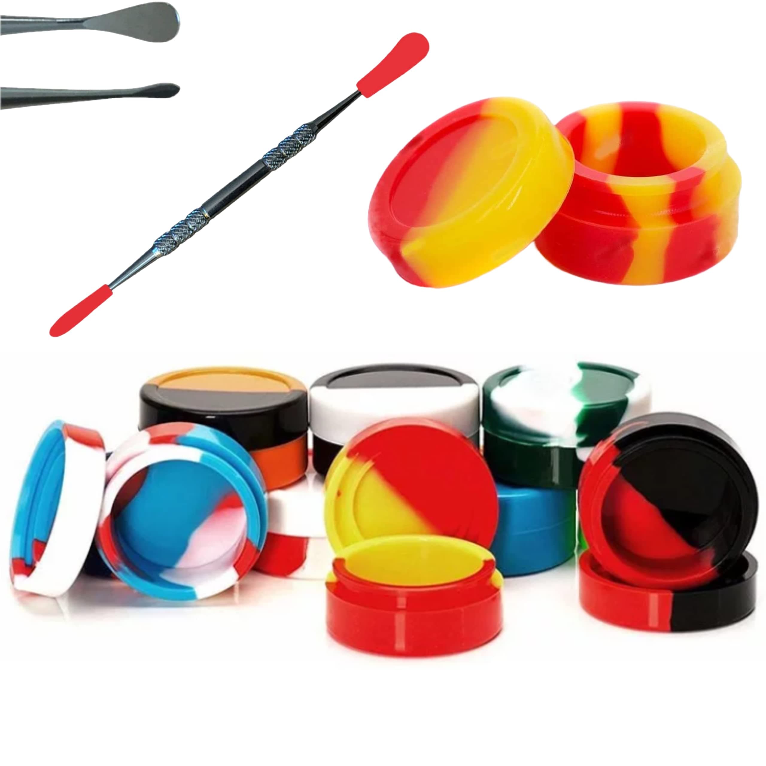 5 Dab Pots & 1 Dab Tool - Dab Kit with Dabbing Tool with Non-Stick Silicone Tip Covers and 5ml Silicone Container