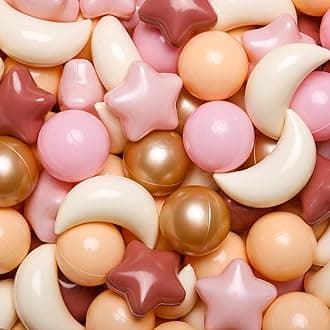Ball Pit Balls Stars Moon Shapes Plastic Pitballs for Toddler Play Tent Baby Photo Props Kids Pool Water Toys Kiddie Pool Party Decor,Brown Pink, 100pcs