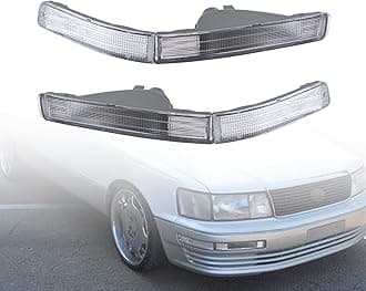 LOSTAR Turn Signal Lights Lens Set Compatible with 1990-1994 Lexus LS400, 4PCS Clear Front Bumper Signal Lights Lens for Front Left & Right Side