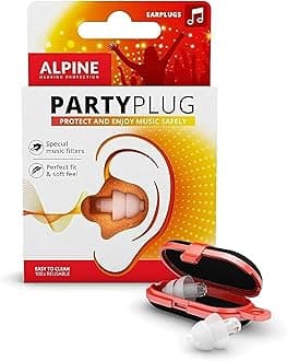 Alpine Hearing Protection PartyPlug Music Earplugs - Noise Reduction for Concerts, Parties & Festivals - Hypoallergenic, Reusable, Transparent