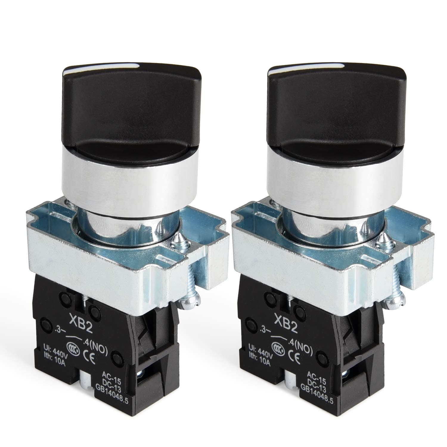 (Pack of 2) 22mm 2 Position Selector Switch Maintained 1NO XB2-10X/21 (2 Position Maintained)