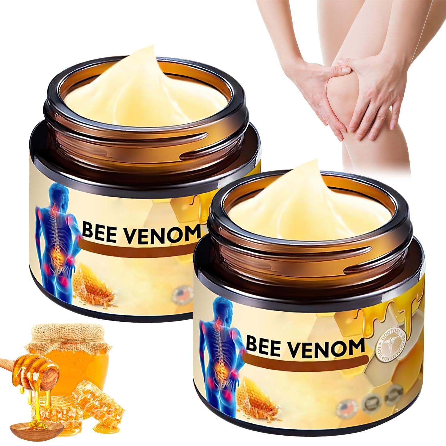 2PCS Bee Venom Cream,Bee Venom Moisturizing Cream, Advanced Professional New Bee Venom Professional Cream, for Back, Neck, Hands, Knee