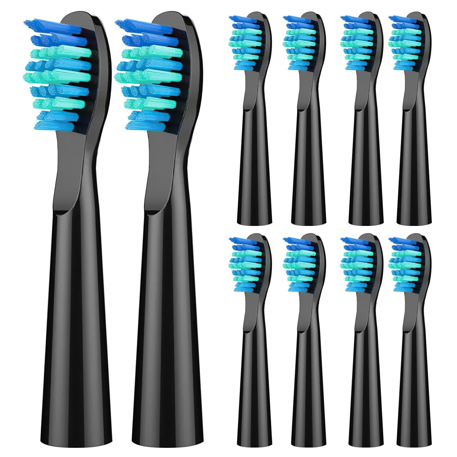 Toothbrush Replacement Heads Compatible with Bitvae D2 Electric Toothbrush, Sonic Electric Toothbrush Heads for Bitvae D2, 10 Pack, Medium, Black