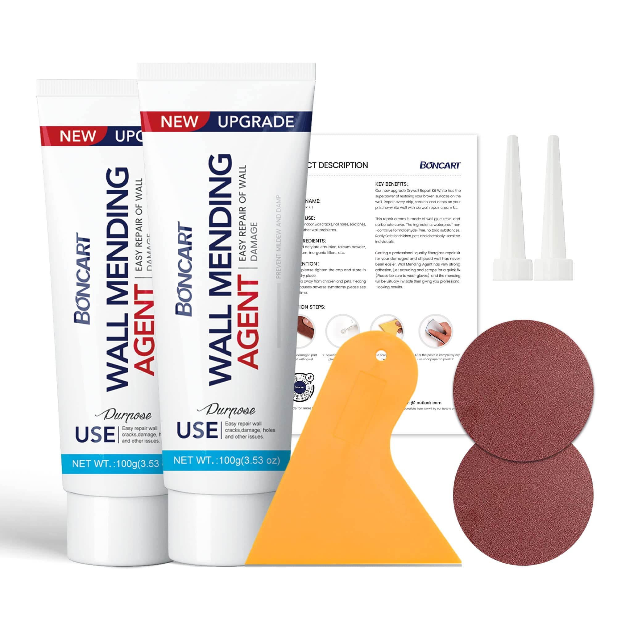 - Drywall Repair Kit,2 Pack Wall Mending Agent,Wall Spackle with Scraper, Wall Surface Hole Fill Quick and Easy Solution