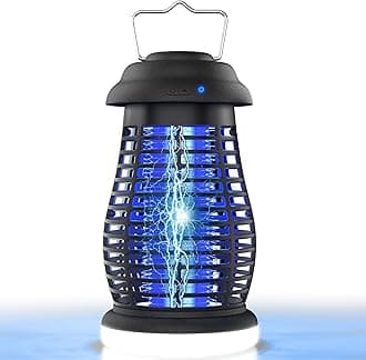 Bug Zapper Outdoor & Indoor Cordless Mosquito Zappers with Rechargeable 4800mAh Battery & Camping Light Electric Fly Trap for Patio, Kitchen, Backyard and Garden Portable Gnat Killer