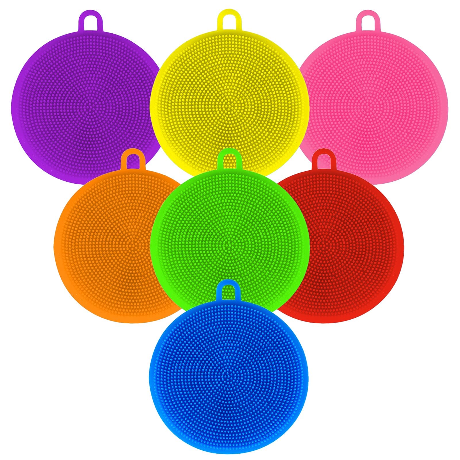 Multipurpose Kitchen Scrub Brush(7 Pack),Silicone Sponges for Dishes, Cleaning Sponges for Kitchen Scrubber, Dish Washing, Cleaning, Shower Fruit and Vegetable.