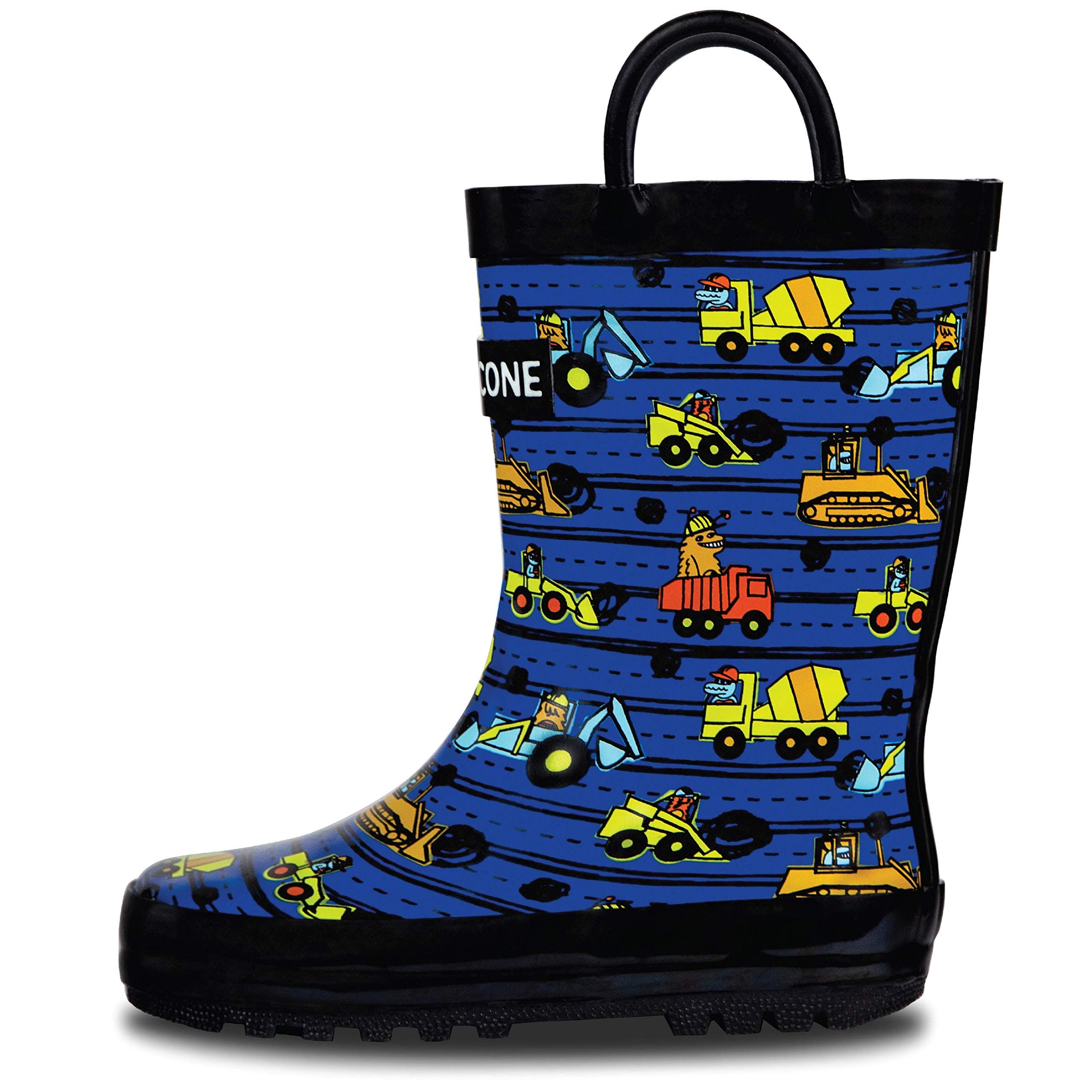 Lone Cone Rain Boots with Easy-On Handles in Fun Patterns for Toddlers and Kids
