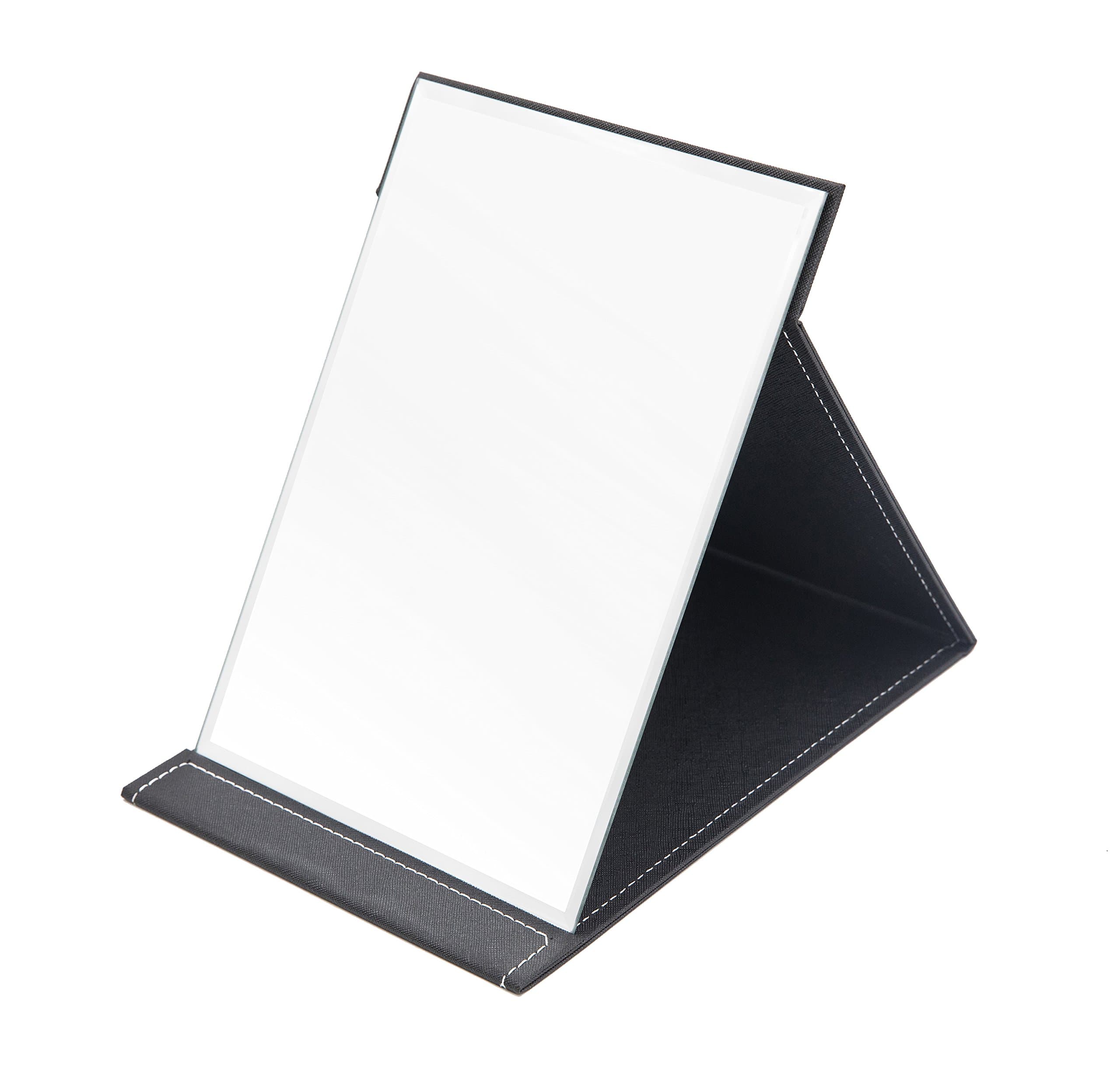 Blank Makeup Mirror, Stand Mirror, Black PU Leather Mirror, Portable Folding Mirror