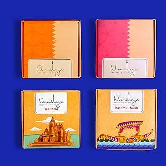 Premium Incense Cones Bel Patra, Kashmiri Musk, Sandalwood, and Rooh Rose Pack of 4 for Pooja Sacred Flowers | for Meditation & Home Fragrance | Free Ceramic Incense Stand
