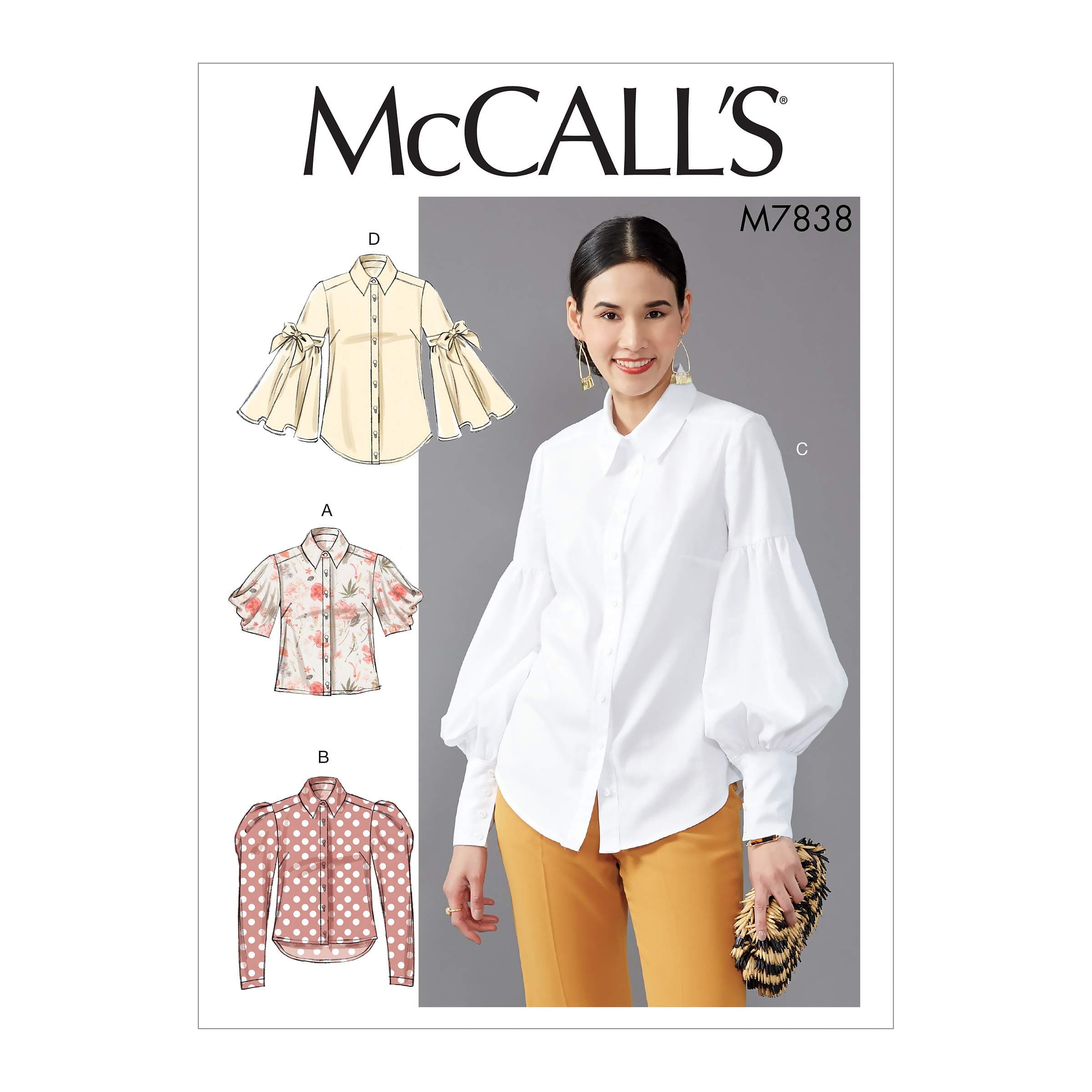 Patterns McCall's Loose Fit Women's Button-Up Blouse Sewing Patterns, Sizes 14-22