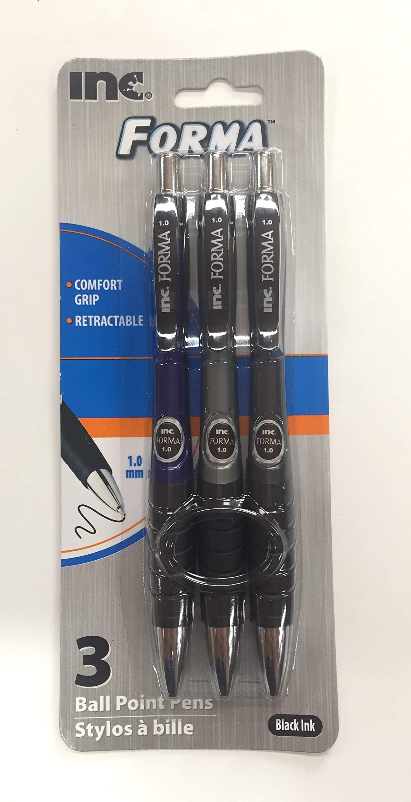 1.0 mm Ball Point Retractable Black Ink (various barrel colors) - 3 Pack >> See seller comments for barrel colors offered <<