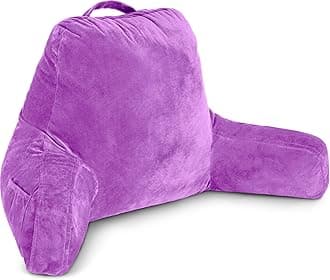 Husband Pillow Light Purple, Original Reading Pillow in Bed Rest Chair, Shredded Memory Foam Large Lounge Cushion Adult Backrest with Arms, Comfy Back Support for Sit Sitting Up, Wash/Removable Cover