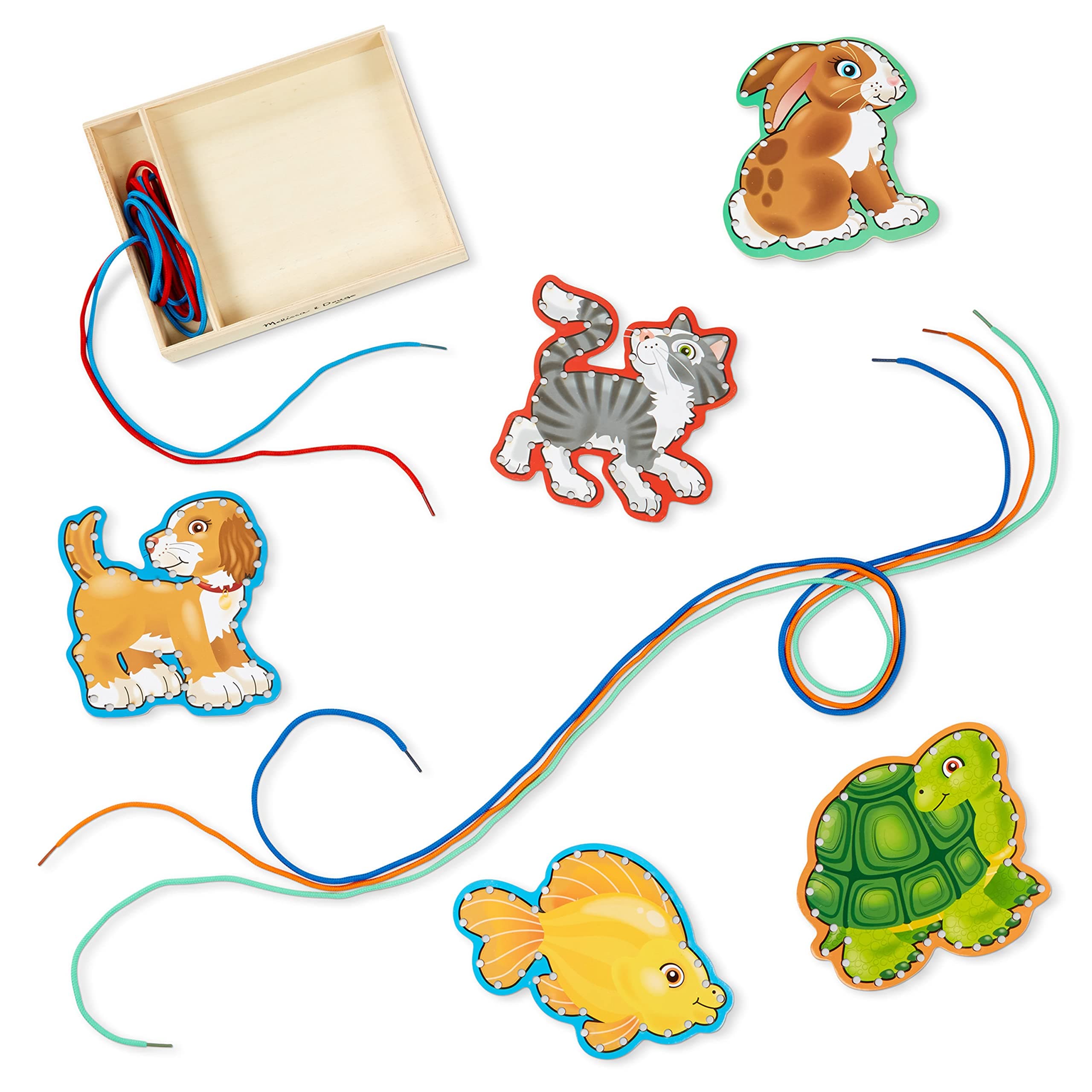 Melissa and Doug Lace and Trace Activity Set: Pets (5 Wooden Panels and 5 Matching Laces)