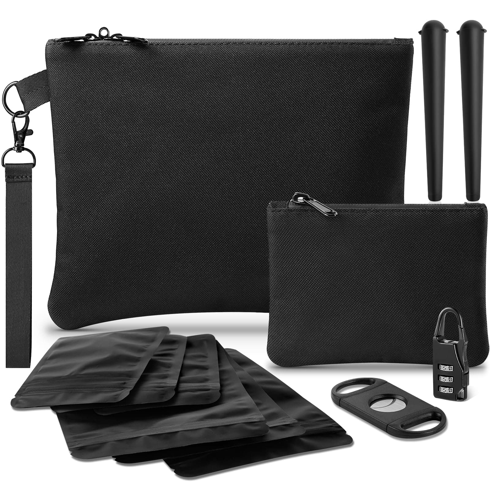 Smell Proof Bag - Mini & Large Smell Proof Container + 2 Doob Tube + 6 Smell Proof Baggies & Lock, Weed Bag For Smoking Accessories
