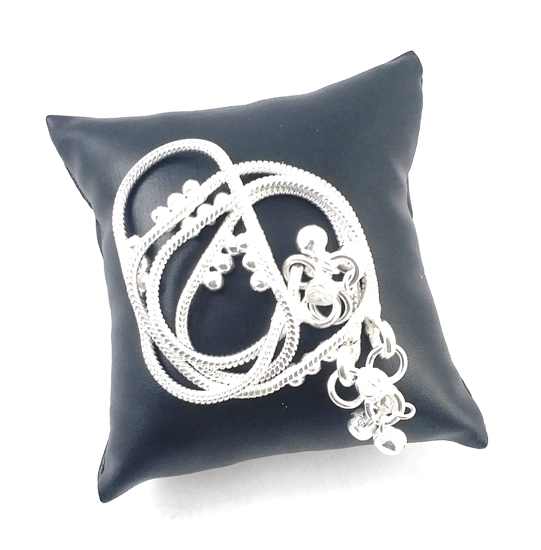 Silver Plated & Brass Stylish Thin Size Anklets Kolusu Payal Ghungroo for Women (White & Silver)