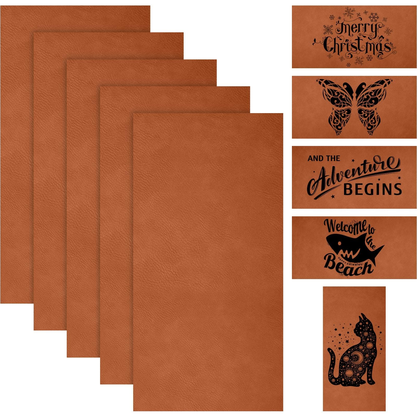 5 Pieces Laserable Leather Sheets Leatherette Sheets for Laser Engraving Leather Laser Engraving Supplies for Art Craft Supplies and Materials(12 x 24 Inch,Rawhide, Black)