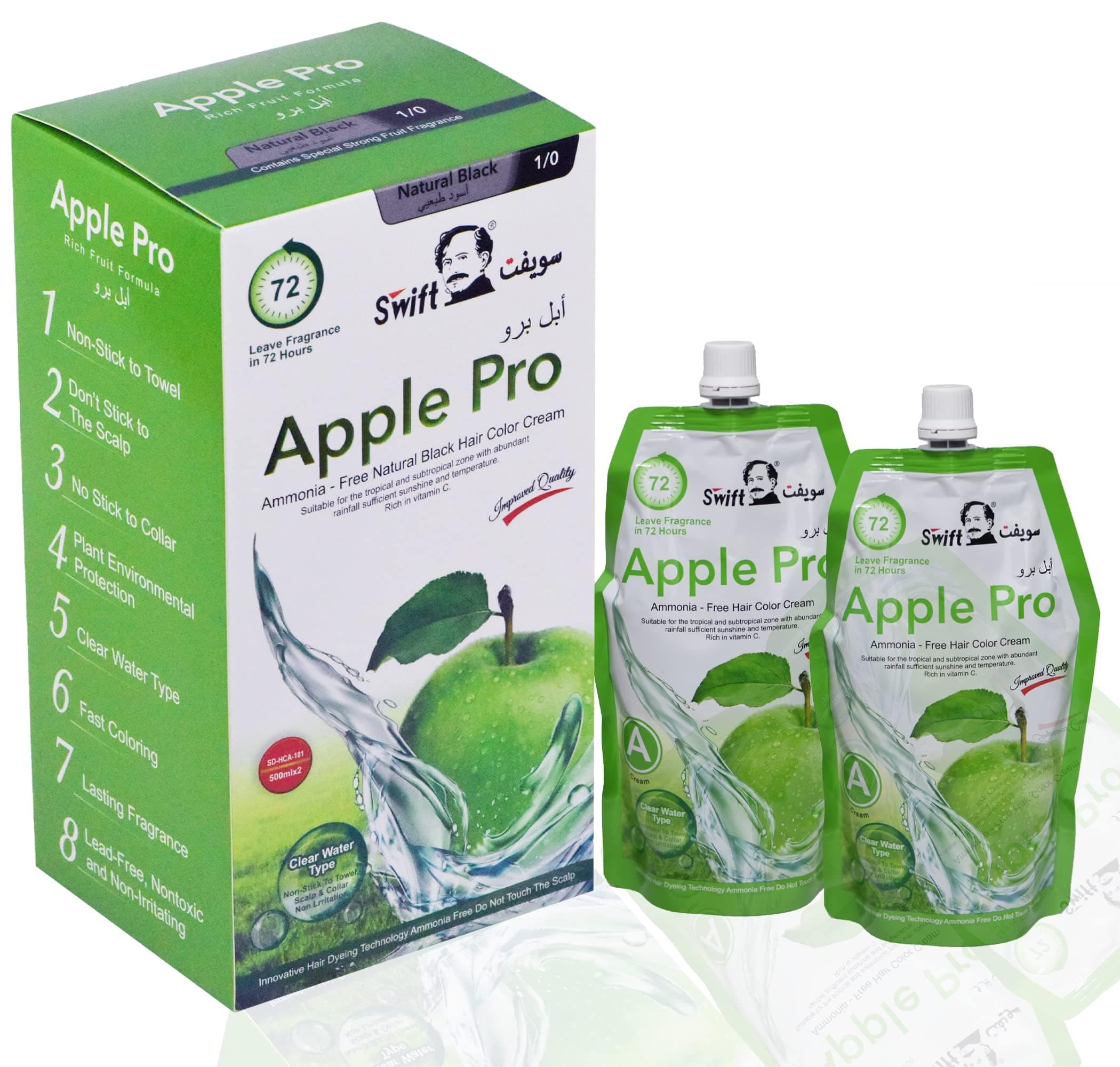 Swift Apple Original Gray Coverage Hair Dye, Natural Black Hair Color Cream 500ml (Natural Black)