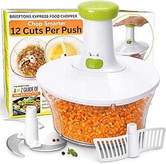 Express Manual Food Chopper: 6.8-Cup, Hand Chopper Vegetable Cutter to Chop Veggies, Fruits, Herbs, Garlic Onion Chopper for Salsa, Salad, Pesto, Hummus, Guacamole, Coleslaw, Indian Cooking