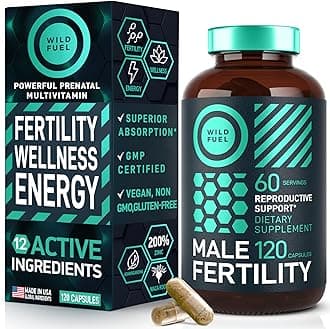 Fertility Supplements for Men Prenatal Vitamin - Maca Root, Ashwagandha, Zinc, Plus Naturals - Conception for Him Men Fertility Vitamins and Male Fertility Support Supplements - 120 Caps for 2 Months