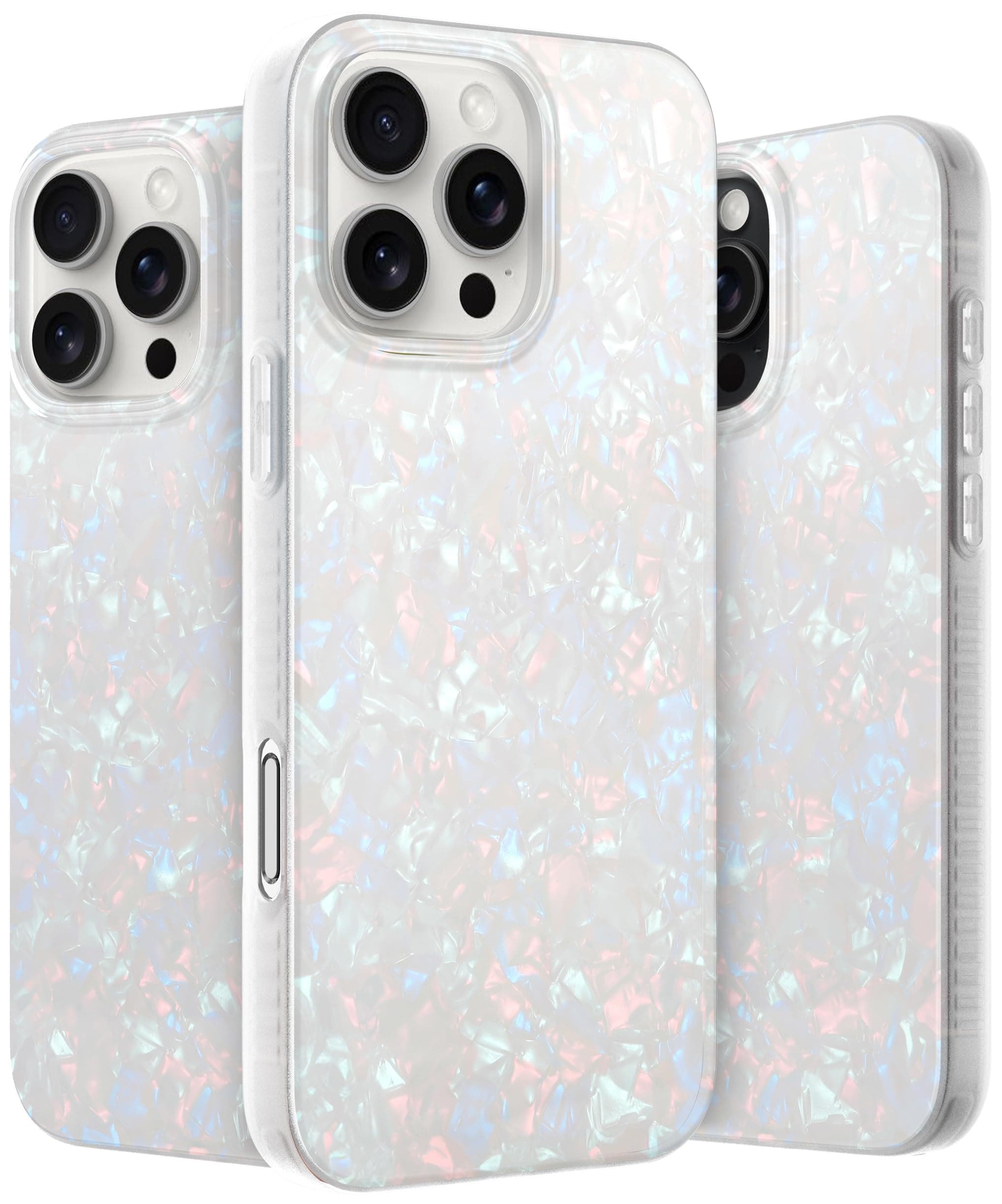 LONLI Hue - for iPhone 16 Pro Max Case - White Pearl Tort Phone Case with [4 Airbag Cushioned Corners] - Cute, Unique and Aesthetic Shockproof Cover for Women and Girls