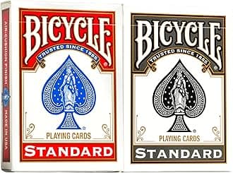 Bicycle Rider Back Playing Cards, Standard Index, Red & Black Decks of Cards, Premium Poker Cards for Blackjack, Casino Games & Family Game Night, 2 Count (Pack of 1)