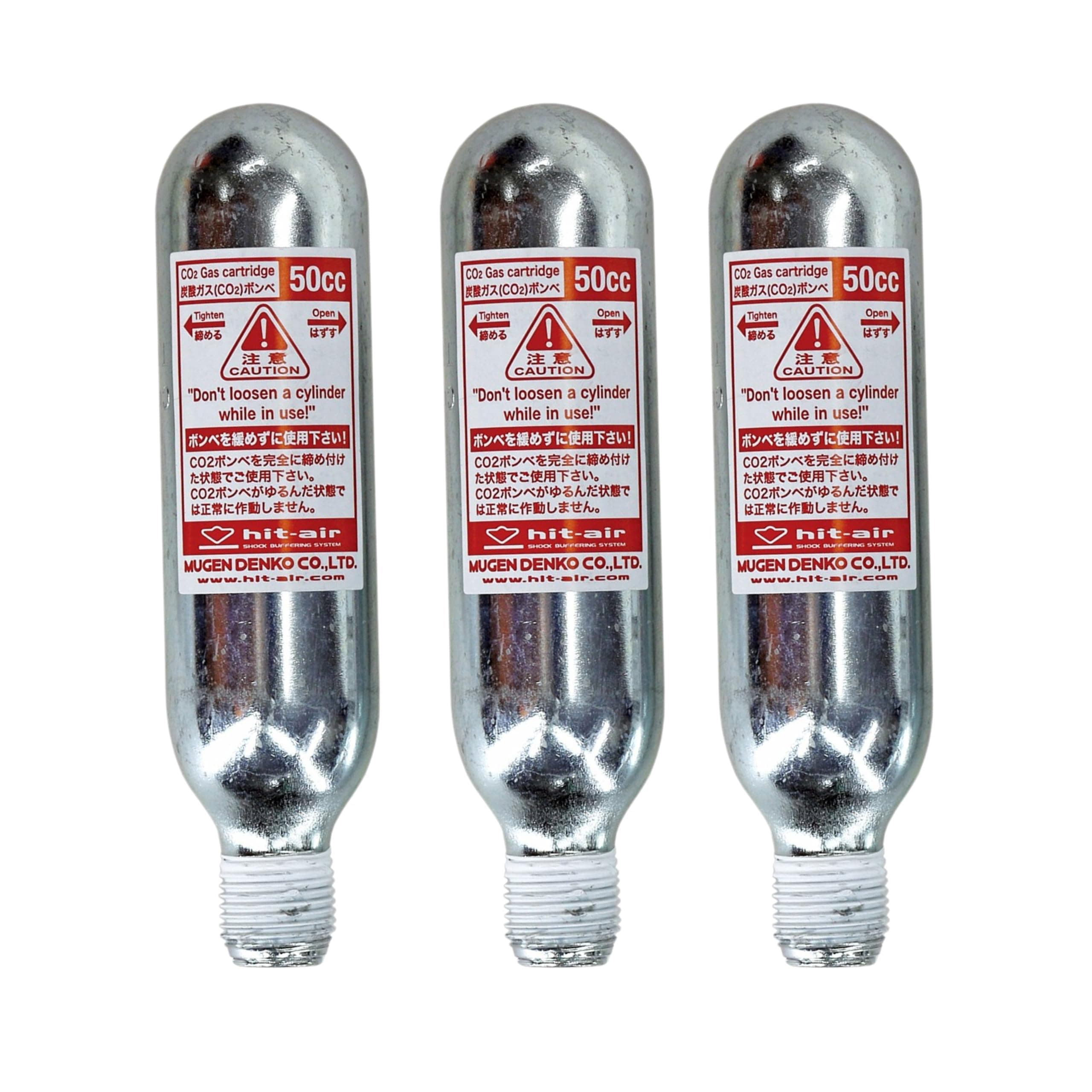 Hit-Air CO2 Replacement Cartridges – 3-Pack 50cc – Compatible with Hit-Air Motorcycle & Equestrian Airbag Vests – Easy Install – Fast-Inflating Safety Refills