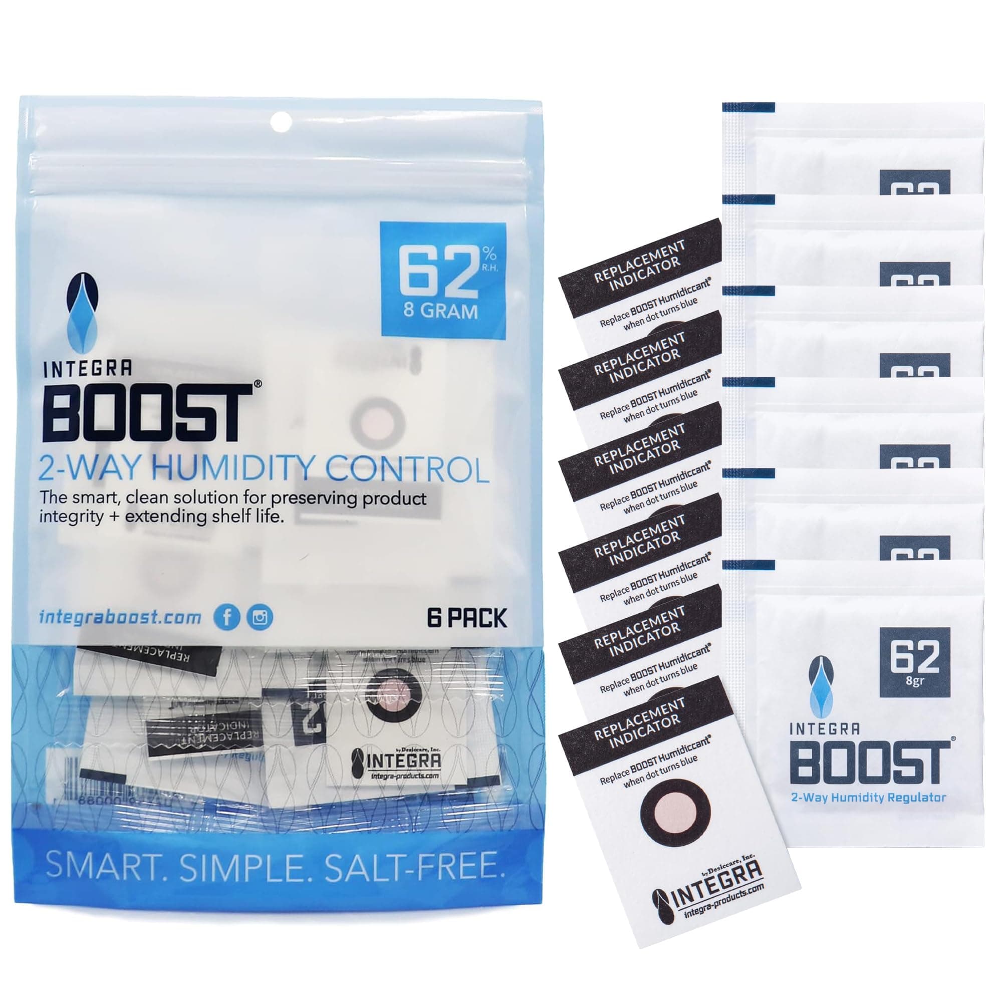 Integra Boost RH 2-Way Humidity Control, 62 Percent, 8 Gram (Pack of 6)