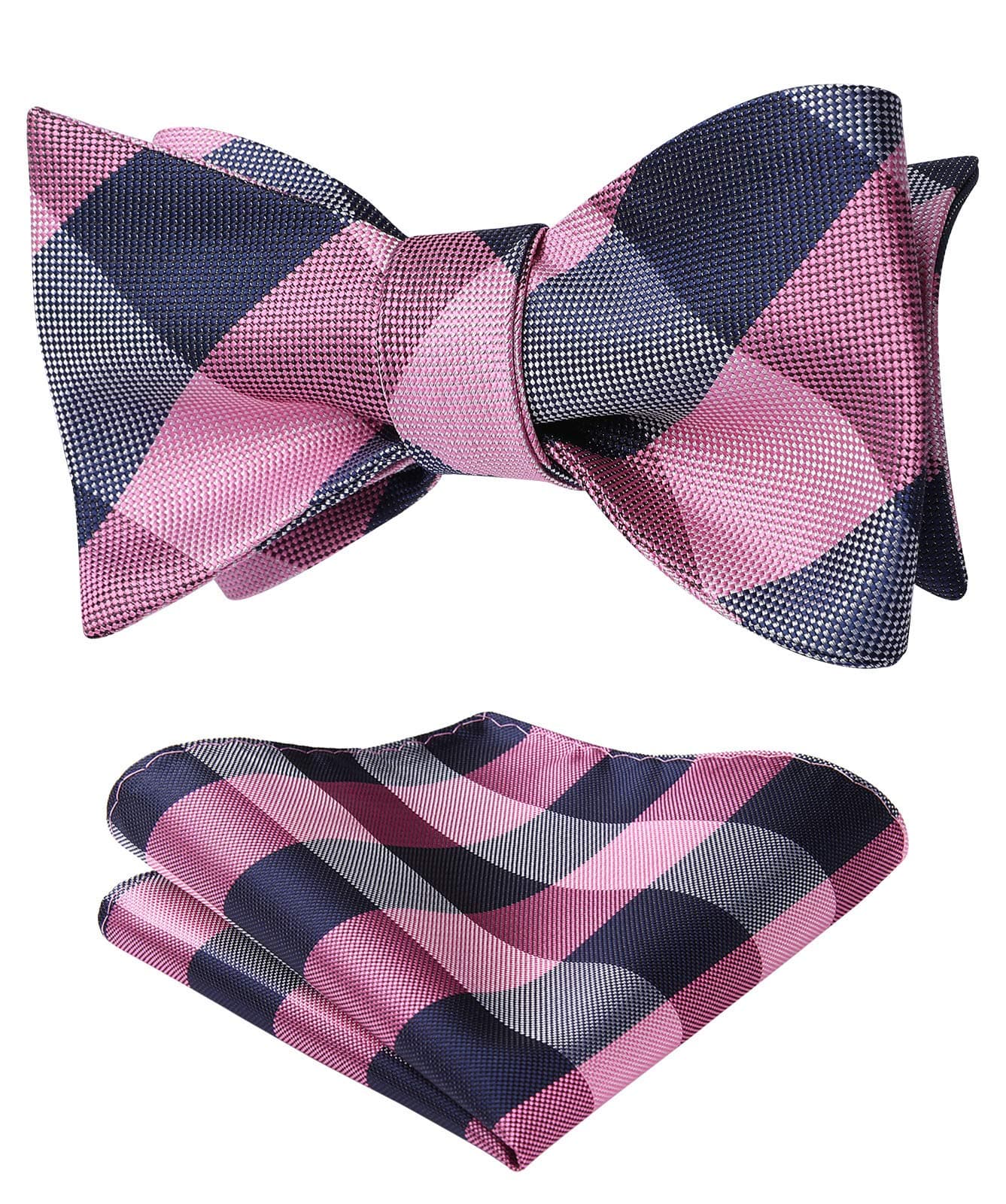 HISDERN Bow Ties for Men Self-Tie Plaid Checked Bowties and Pocket Square Set Stripe Formal Tuxedo Bowtie Wedding Party