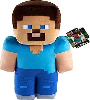 Mattel Minecraft Steve Jumbo Plush Figure, Large 16-inch Soft Doll with Pixelated Design Inspired by the Video Game, HWD76