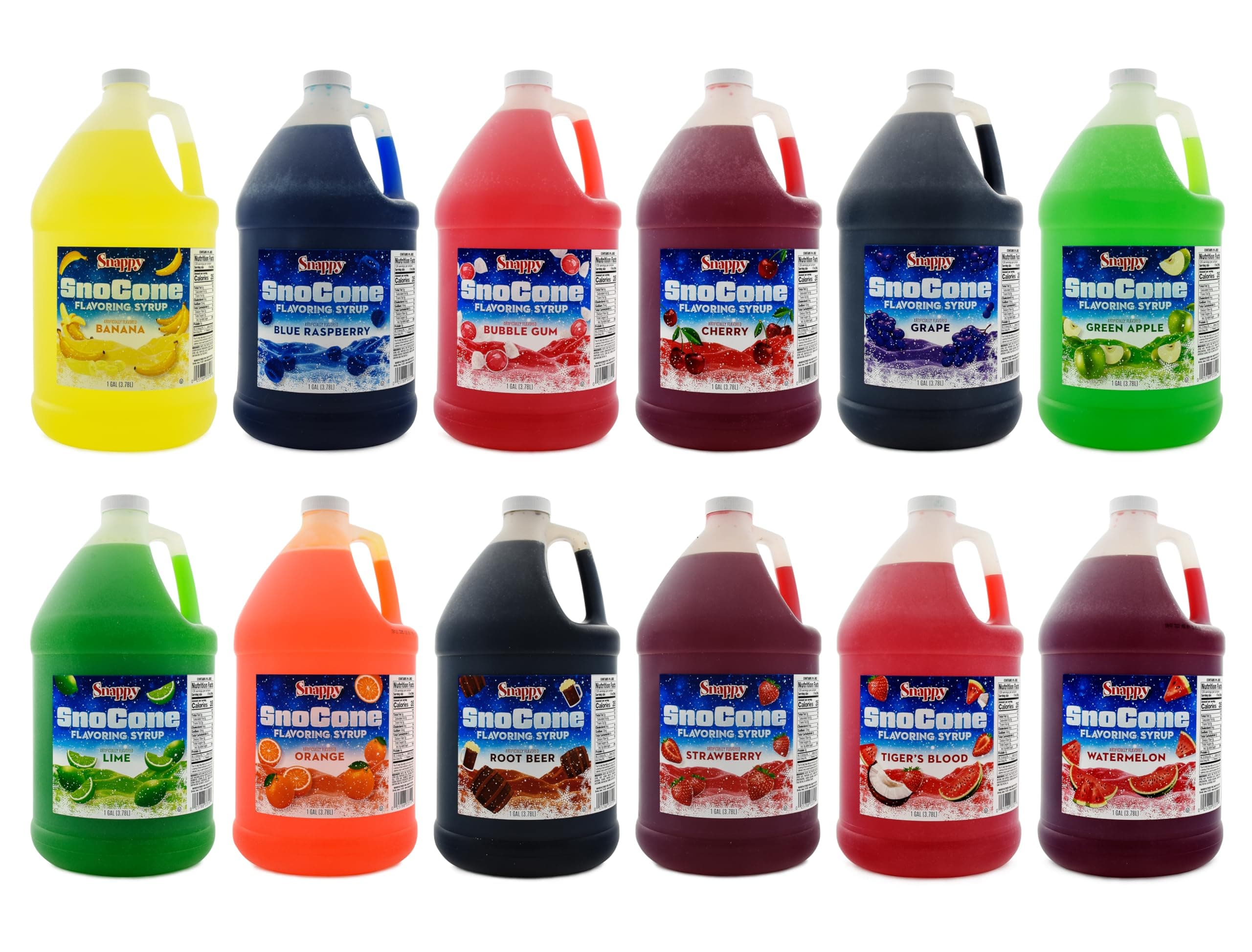 Sno Cone Syrup Mix & Match 4 Pack, 1 Gallon Each — Ready-to-Use Shaved Ice & Snow Cone Syrups, Choose Any 4 Flavors from 14 Options