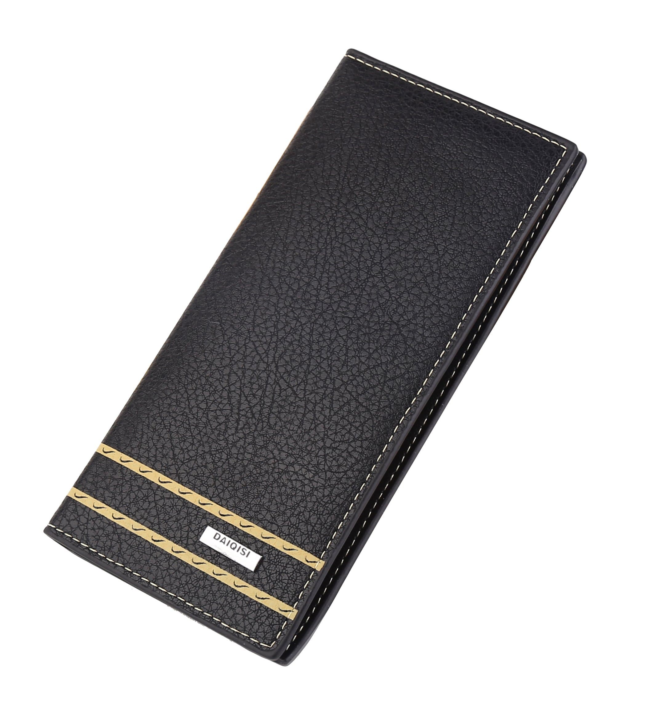 3 Color Long Wallets For Men With Checkbook ID/Credit Card Holder(Black-5)