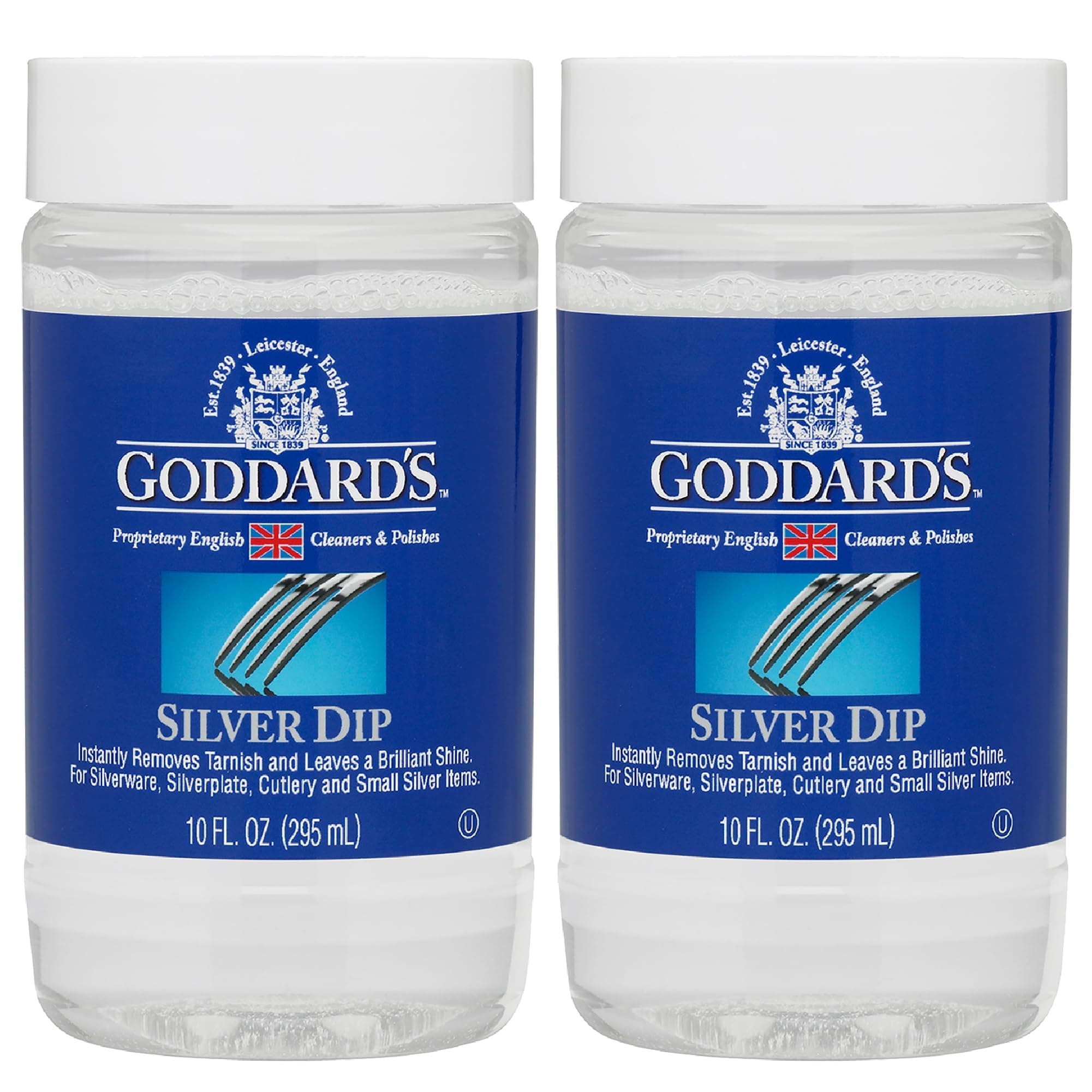 Goddard's Silver Dip Cleaner 2 Pack (295ml Each) – Instantly Removes Tarnish – Cleans, Shines & Protects – Silver Dip for Silverware, Cutlery, Jewelry, Coins, Flatware, Silverplate – Easy to Use