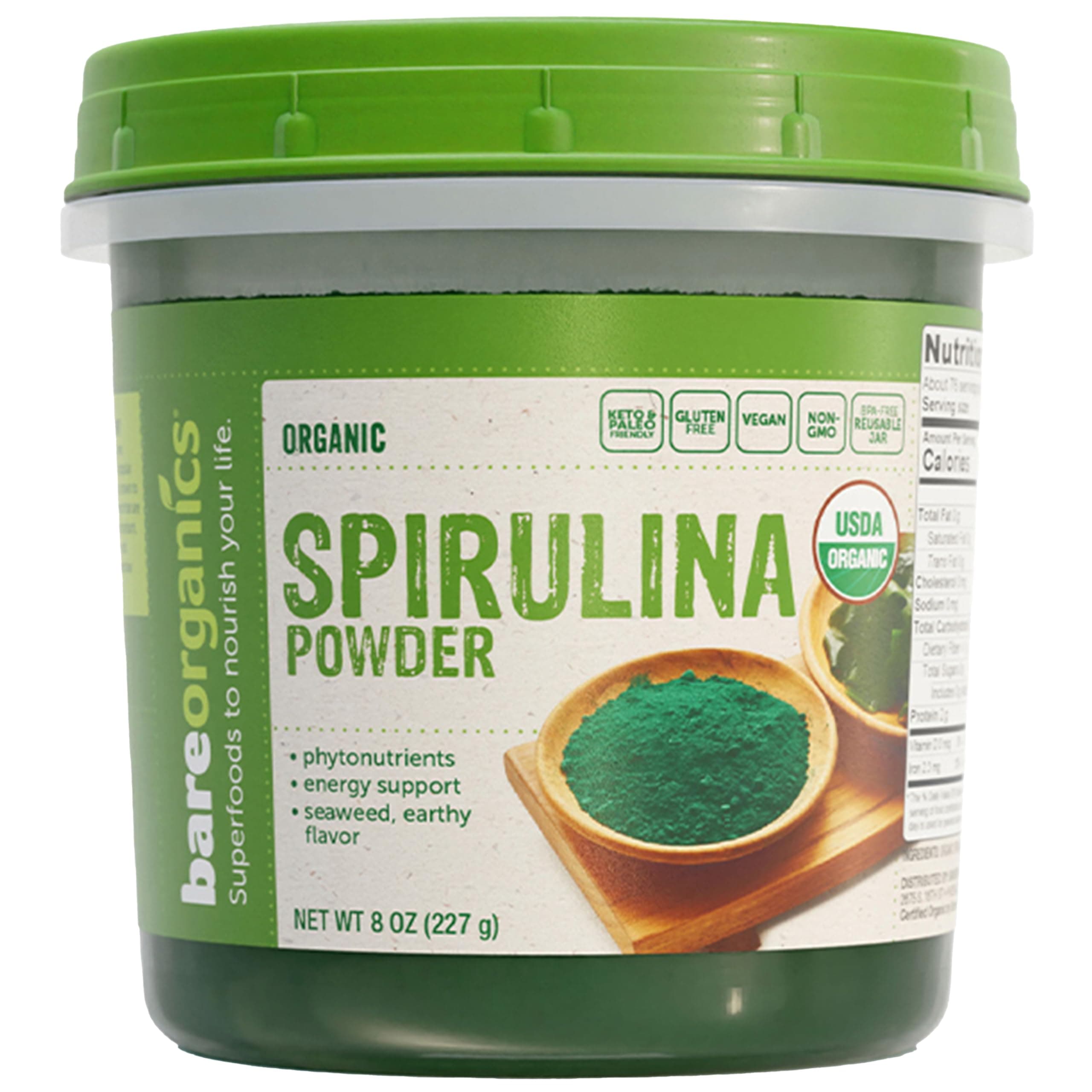 BareOrganics Spirulina Powder, 8oz