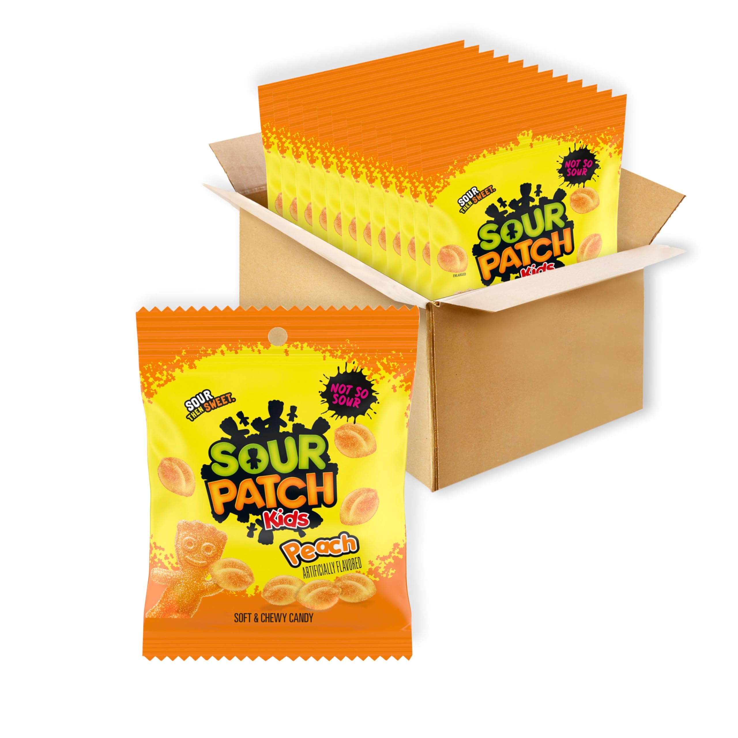 - SOUR PATCH KIDS Peach Soft & Chewy Gummy Candy, Bulk Candy, 12 - 3.56 oz Bags