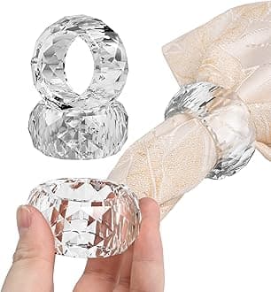 Crystal Napkin Rings Holders - 2 Inch Set of 4, Party Wedding Set Christmas Decorations for Table Dinner