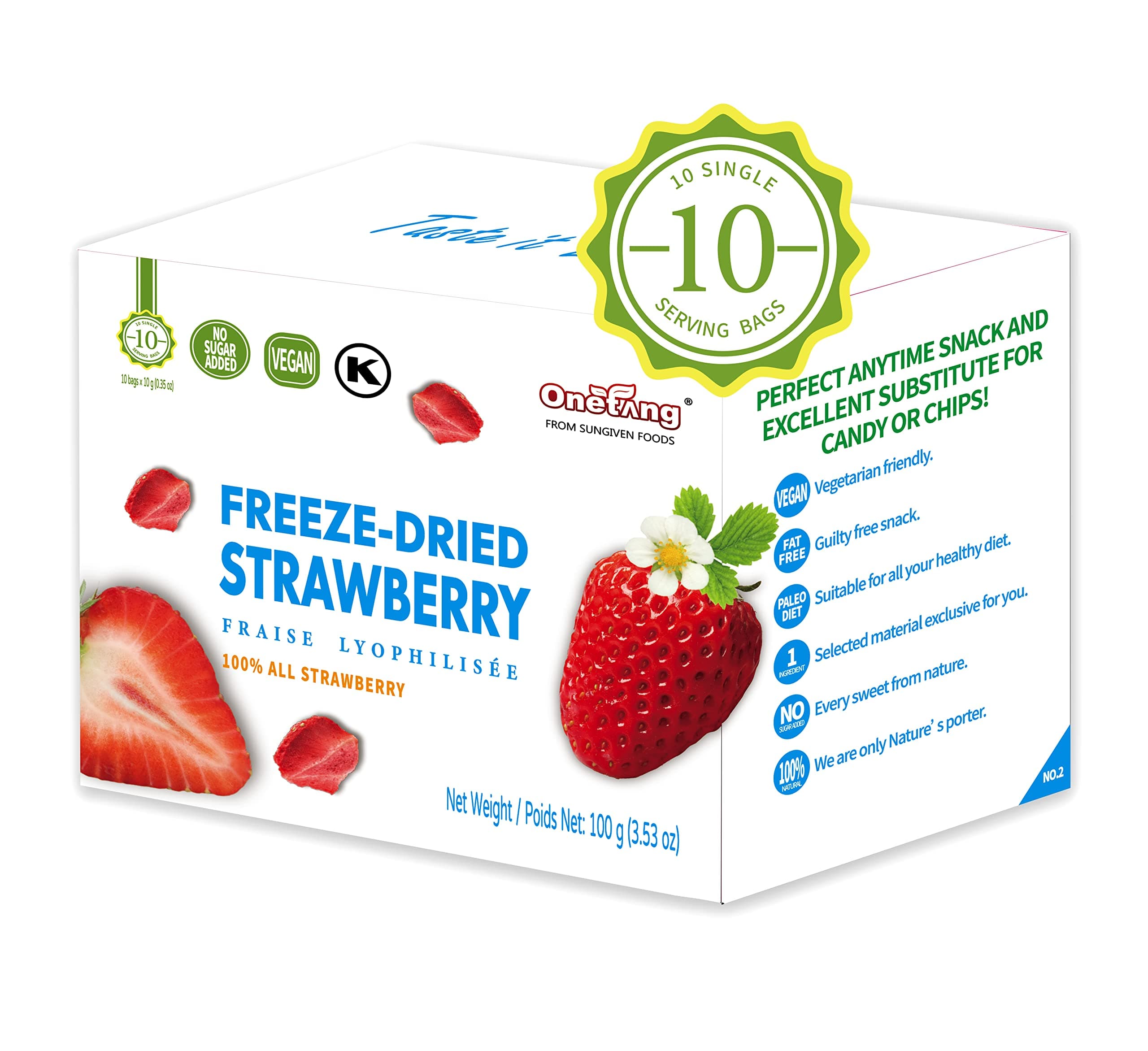 – Freeze-Dried Fruit Strawberry, 10 Pack Single-Serve Pack, Non GMO, Kosher, No Add Sugar, Gluten free, Vegan, Holiday Gifts, Healthy Snack 0.35 Ounce