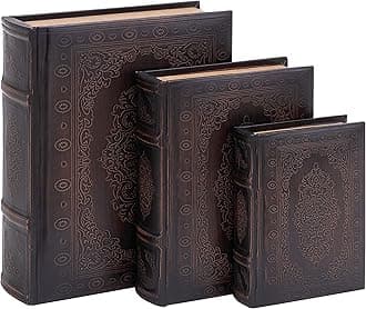 Smooth Leather Book Box Set With Floral decoration