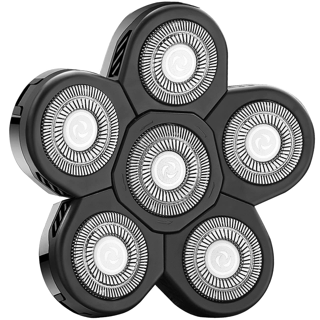 FOXSONIC Universal 6 Blade Replacement Heads for Mainstream Shaver Brands, Bald Shaver Replacement Heads with Blade Cover (Black)