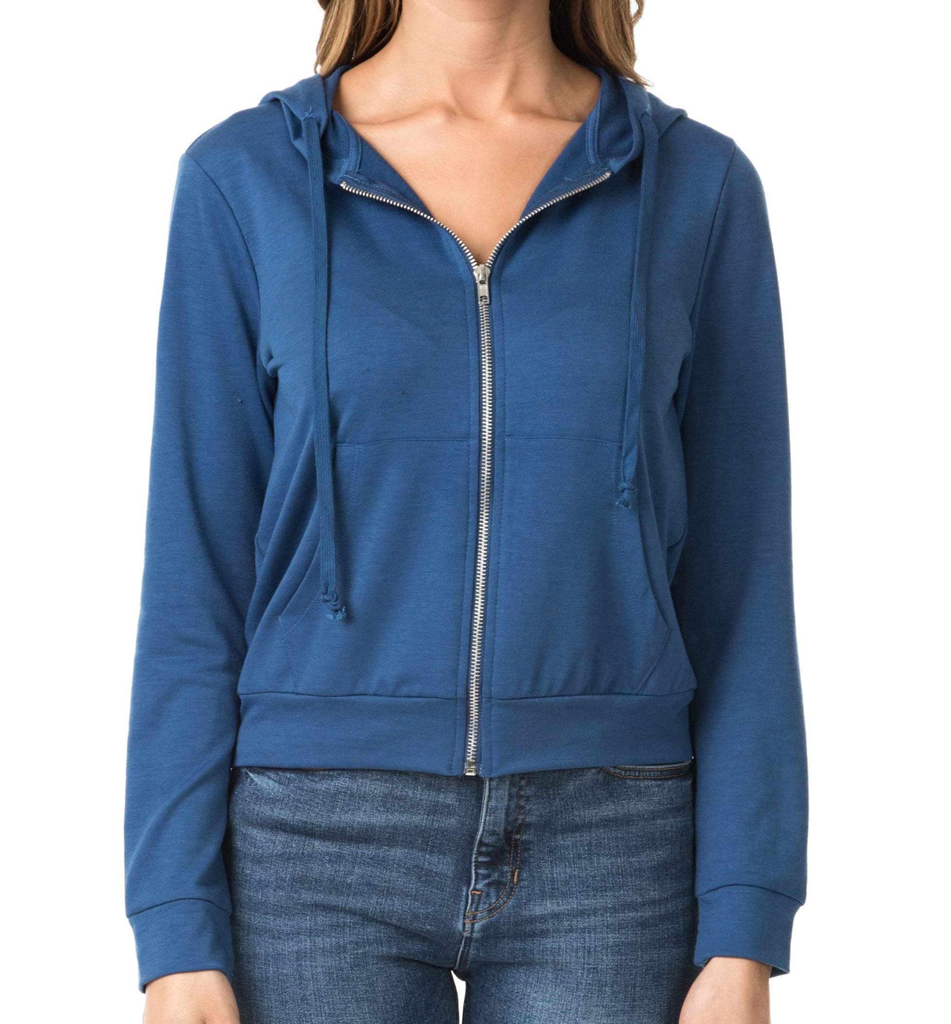 Women's Soft Solid Full Zip-up Sweatshirts Hoodie Jacket