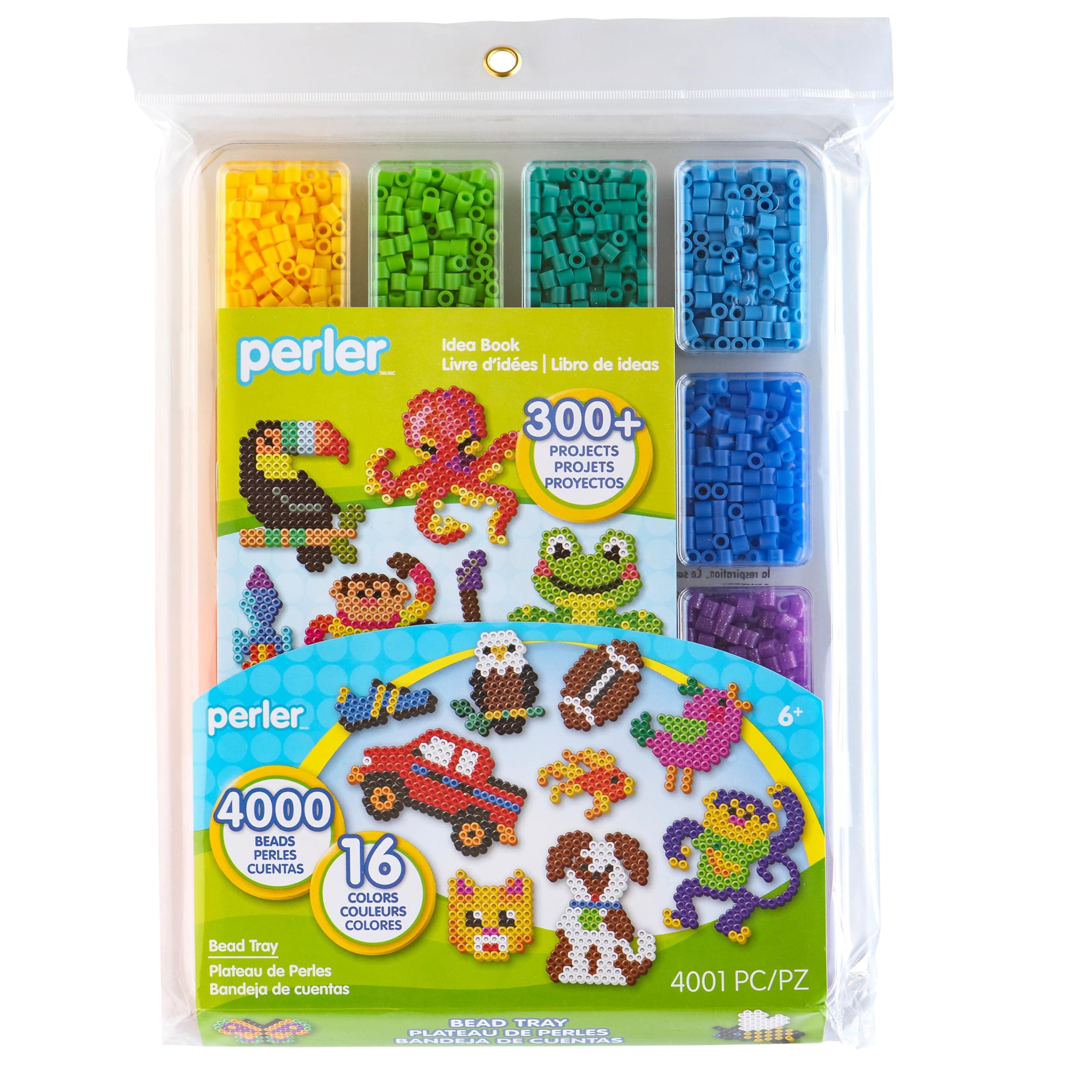 Perler 17605 Assorted Fuse Beads Kit with Storage Tray and Pattern Book for Arts and Crafts, Multicolor, 4001pcs