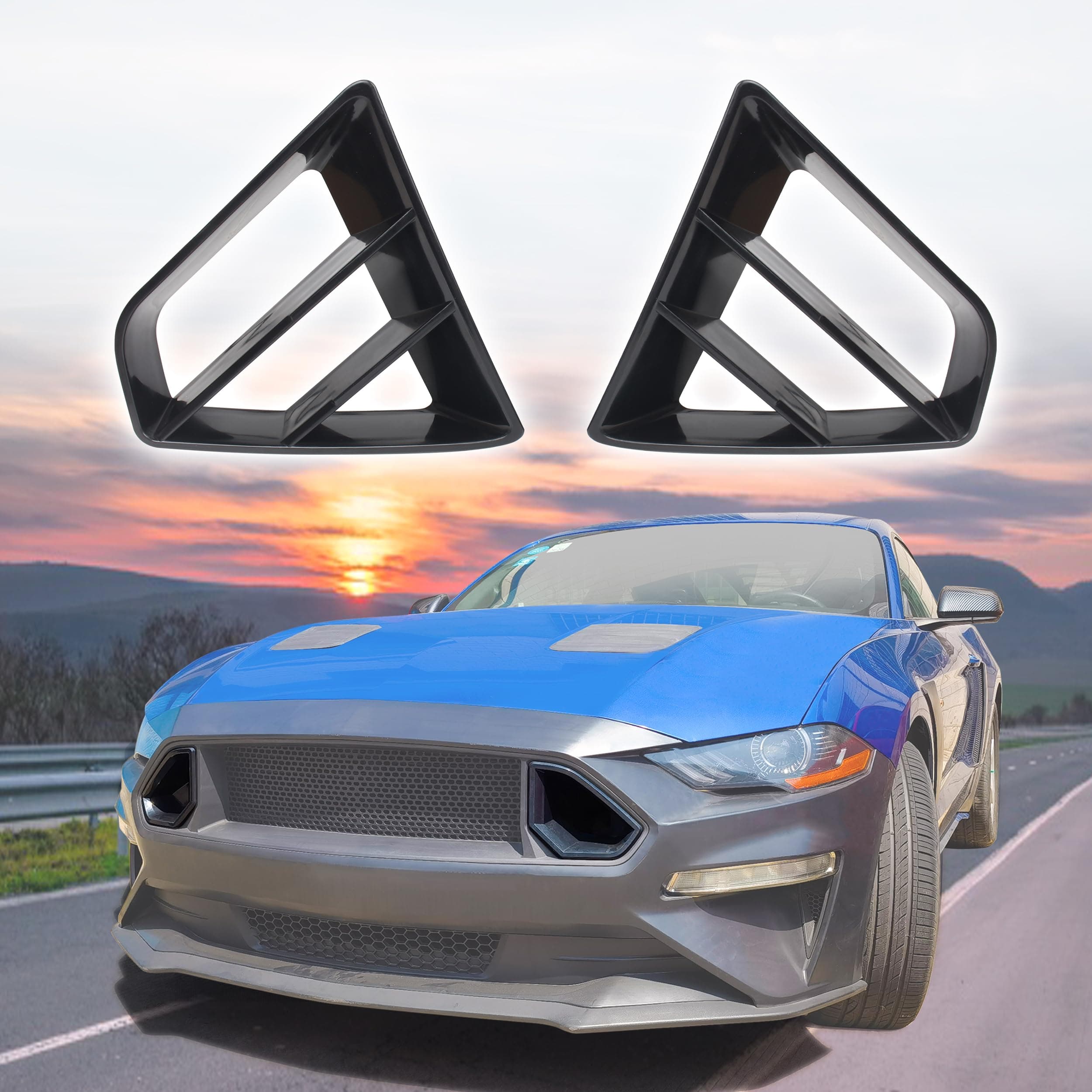 - KAKABAS Two Black Modified Radiator Grille Inserts for Ford Mustang GT 2018-2023,Front Upper Grille Inserts for Ford Mustang GT 2018-2023, (left and right), Replace P/N #JR3B-8200-AB