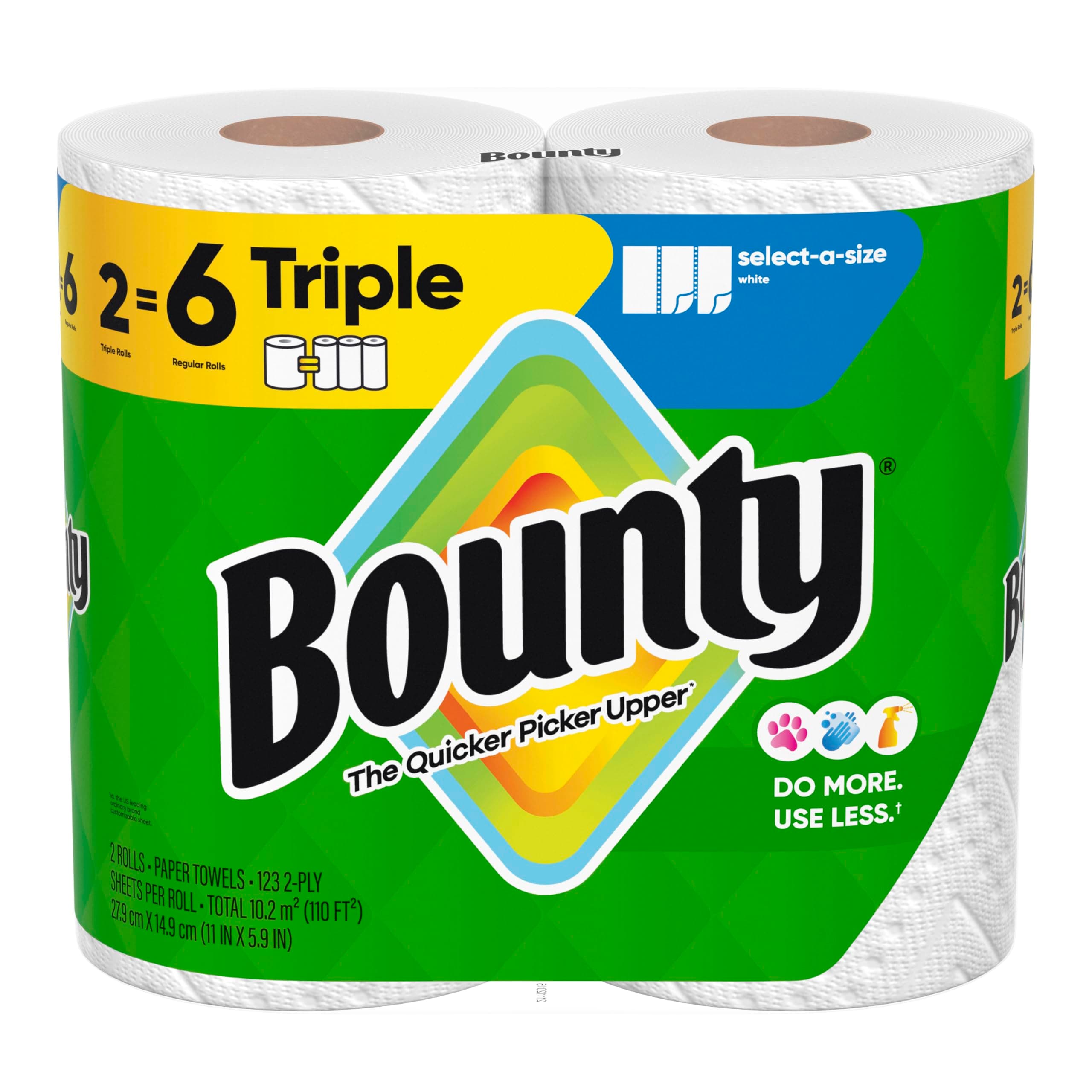 Paper Towels Select-A-Size White, 2 Triple Rolls, 123 Sheets Per Roll